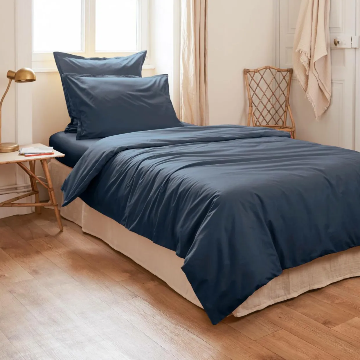 Housse de couette percale de coton (140 x 200 cm) Cali Bleu marine