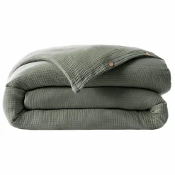 Housse de couette quadruple gaze de coton (260 x 240 cm) Victoria x Gaïa Vert romarin