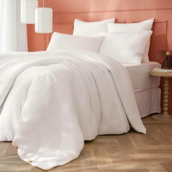 Housse de couette quadruple gaze de coton (280 x 240 cm) Victoria x Gaïa Blanc chantilly