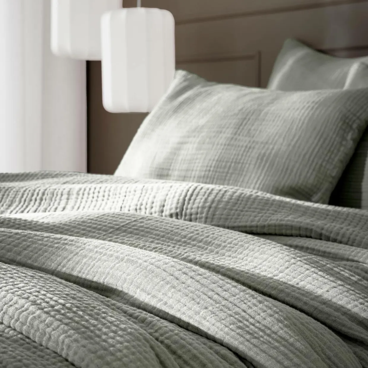 Housse de couette quadruple gaze de coton (240 x 220 cm) Victoria x Gaïa Vert romarin