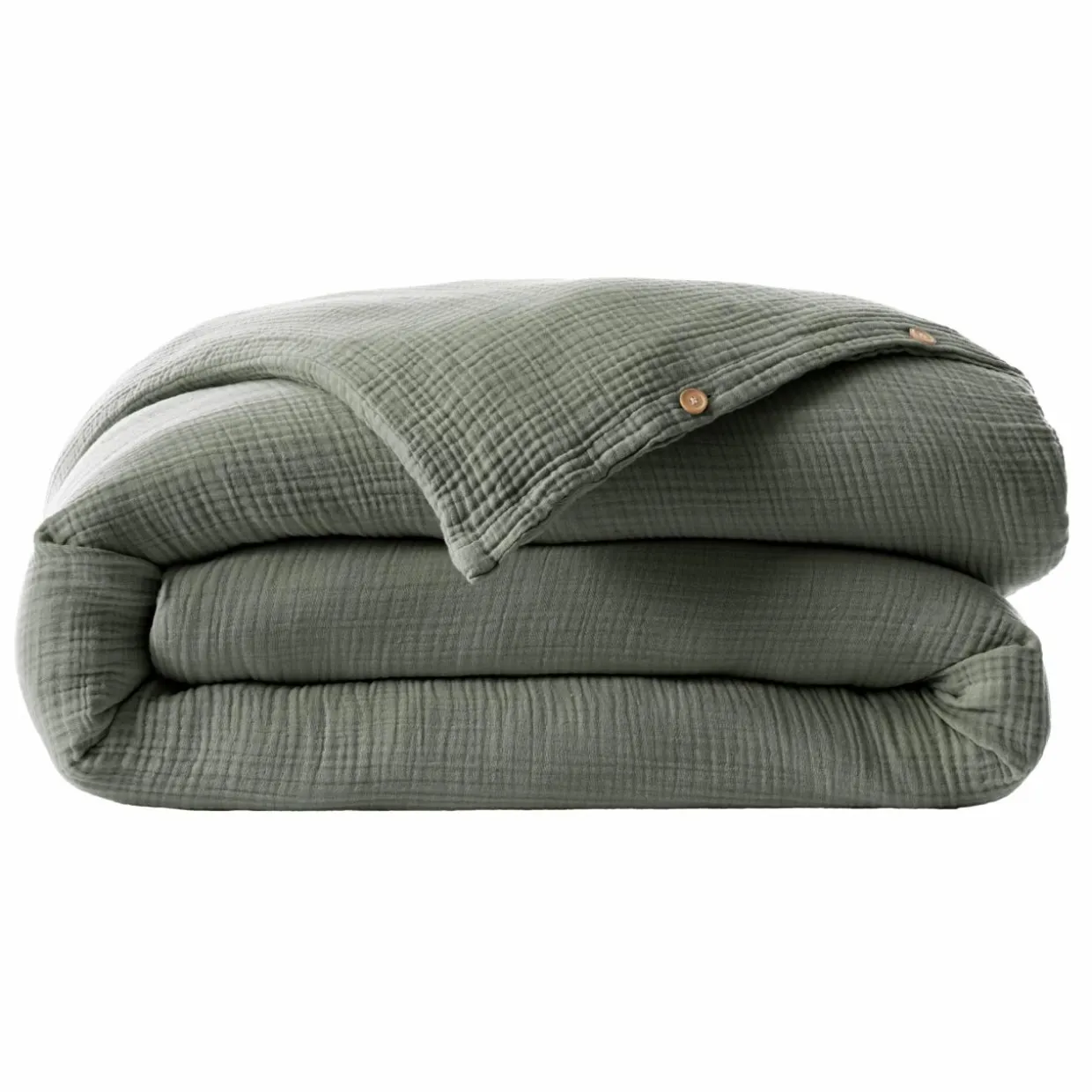 Housse de couette quadruple gaze de coton (240 x 220 cm) Victoria x Gaïa Vert romarin