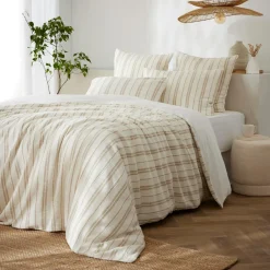 Housse de couette réversible coton texturé et percale (140 x 200 cm) Alice Ficelle