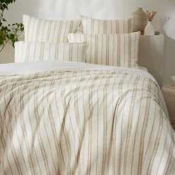 Housse de couette réversible coton texturé et percale (200 x 200 cm) Alice Ficelle