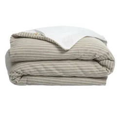 Housse de couette réversible coton texturé et percale (260 x 240 cm) Alice Ecru