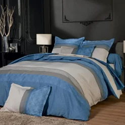 Housse de couette satin de coton (240 x 220 cm) Tiago Bleue