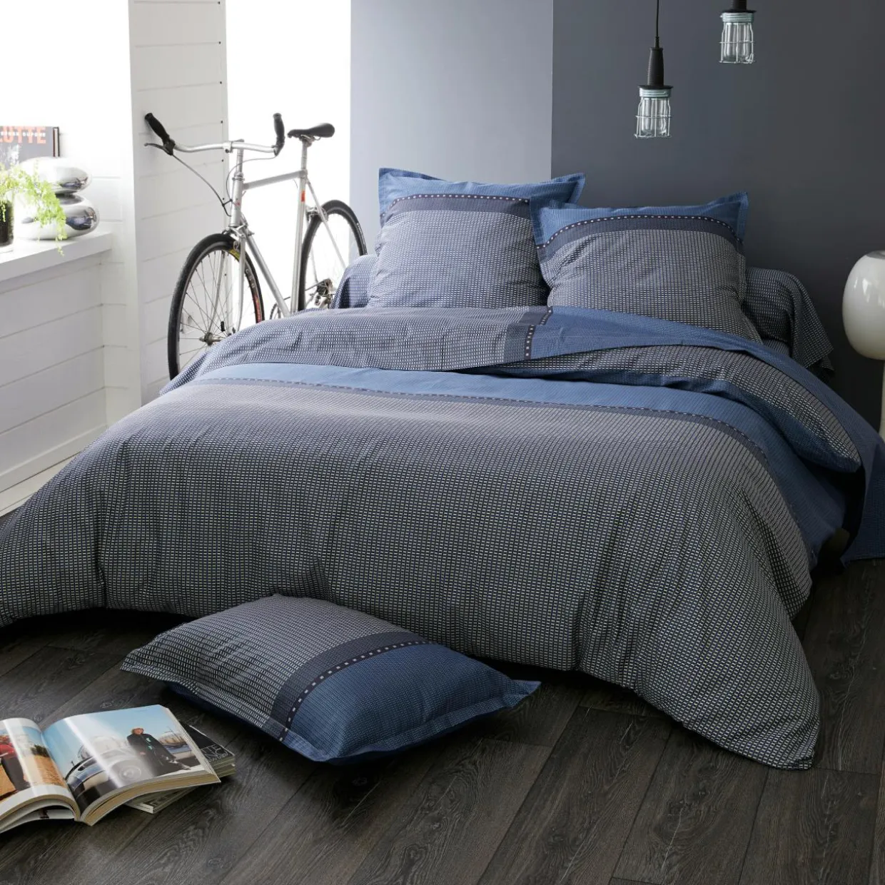 Housse de couette satin de coton (260 x 240 cm) Enzo Bleue