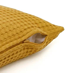 Housse de coussin carrée coton nid d'abeille (40 x 40 cm) Maya Jaune safran