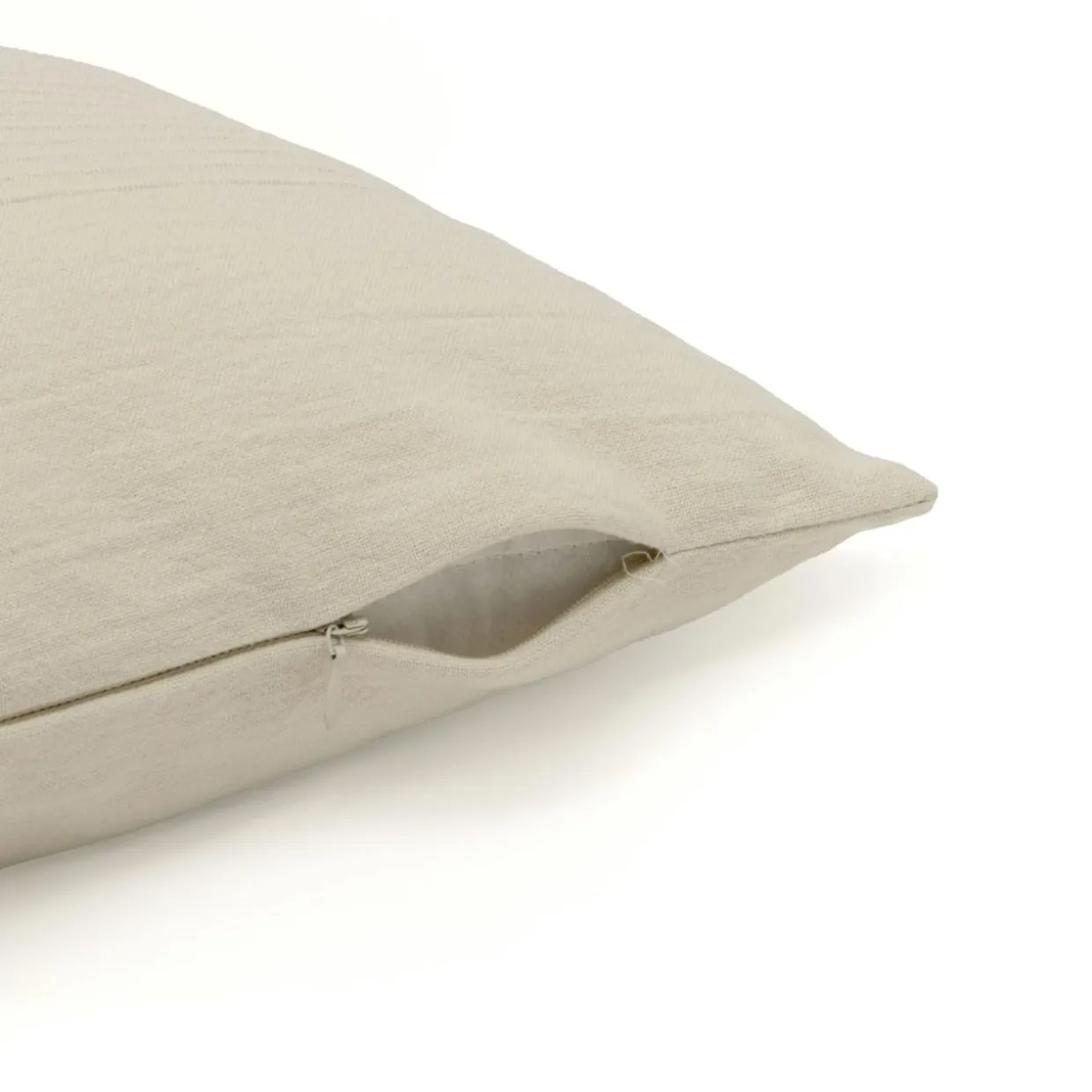 Housse de coussin carrée coton tissé (40 x 40 cm) Léa Beige pampa