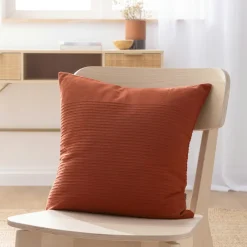Housse de coussin carrée coton tissé (40 x 40 cm) Léa Terracotta
