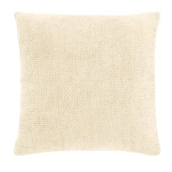 Housse de coussin carrée velours chenille en relief (40 x 40 cm) Leo Ecru