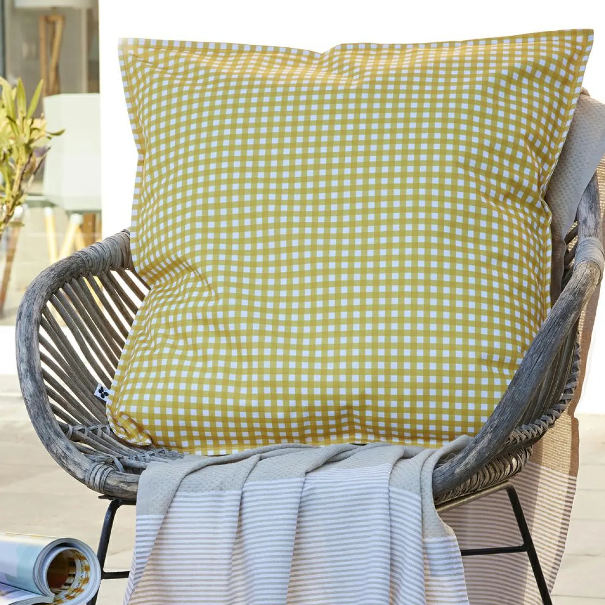 Housse de coussin extérieur carrée (60 x 60 cm) Vickie Jaune