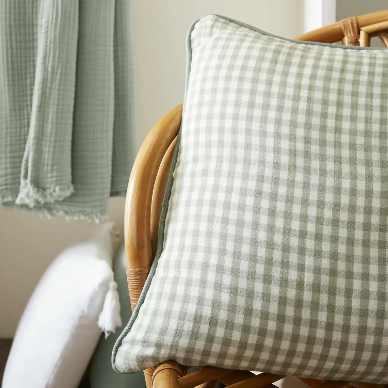 Housse de coussin extérieur rectangulaire (40 x 60 cm) Vickie Vert eucalyptus