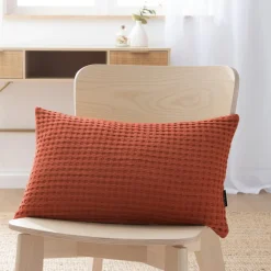 Housse de coussin rectangulaire coton nid d'abeille (30 x 50 cm) Maya Terracotta