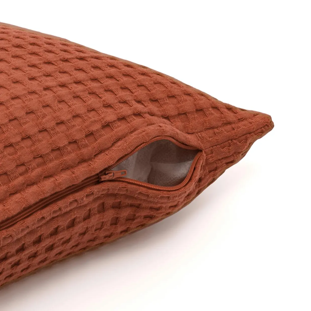 Housse de coussin rectangulaire coton nid d'abeille (30 x 50 cm) Maya Terracotta