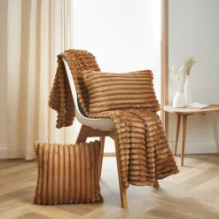 Housse de coussin rectangulaire flanelle (30 x 50 cm) Dune Camel
