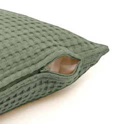 Housse de coussin rectangulaire coton nid d'abeille (30 x 50 cm) Maya Vert romarin