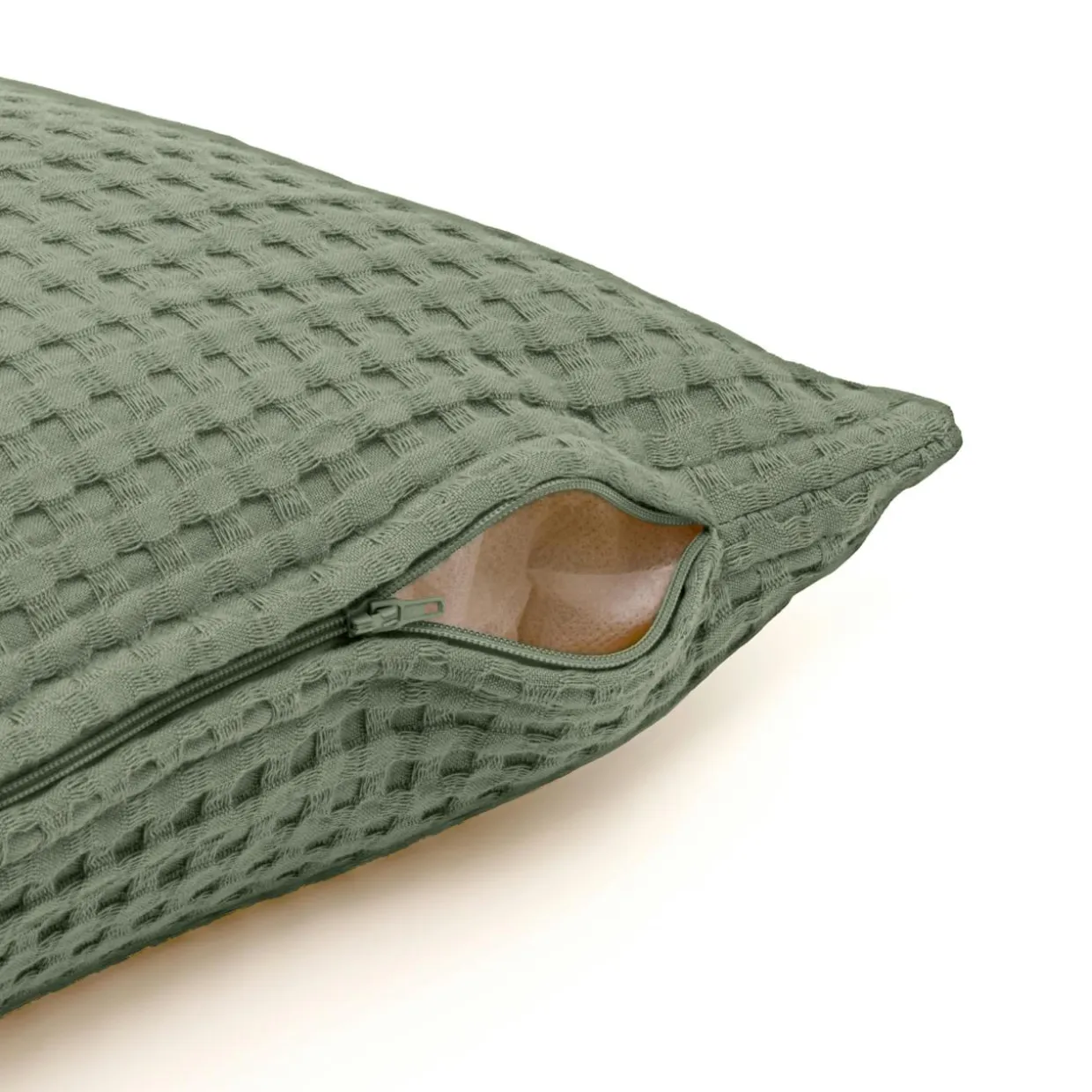 Housse de coussin rectangulaire coton nid d'abeille (30 x 50 cm) Maya Vert romarin