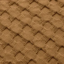 Housse de coussin rectangulaire coton nid d'abeille (30 x 50 cm) Maya Camel