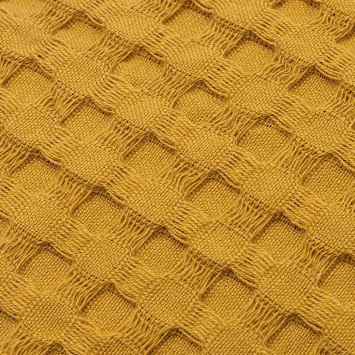 Housse de coussin rectangulaire coton nid d'abeille (30 x 50 cm) Maya Jaune safran