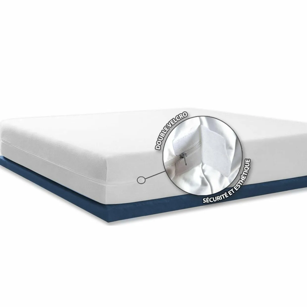 Housse de matelas intégrale anti-punaises de lit (160 x 200 cm) Ombeline Blanche