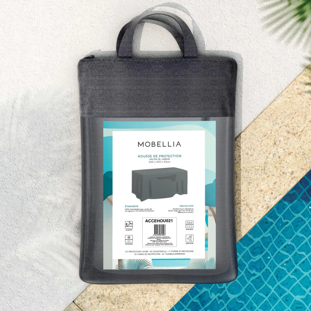Housse de protection Imperméable XL pour Salon de jardin (400 x 300 cm) Gris