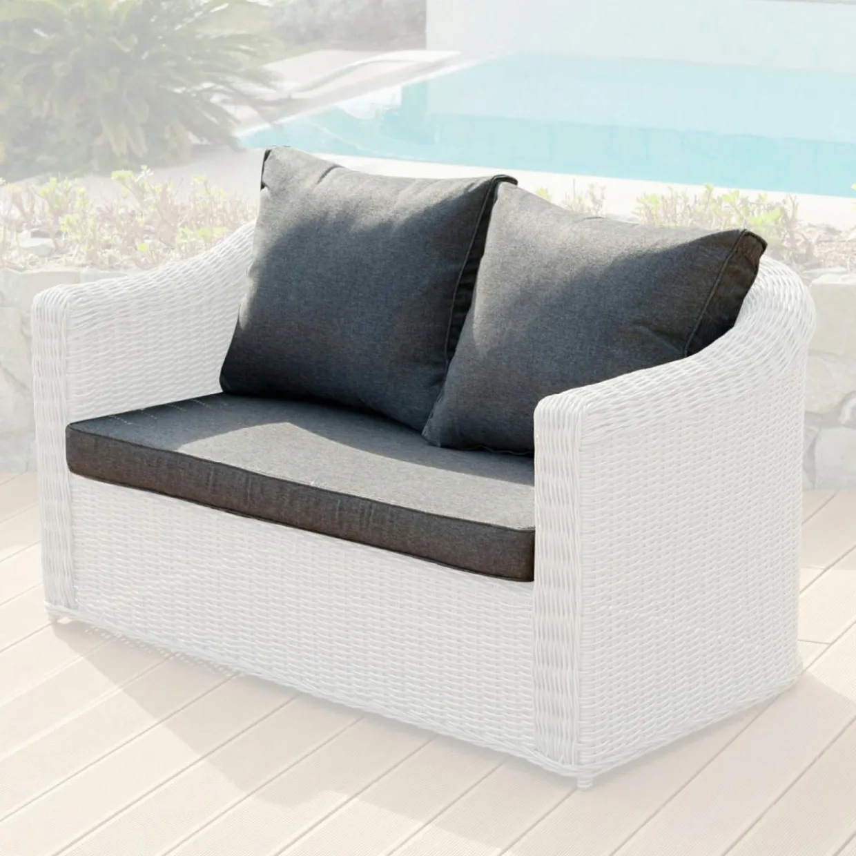Housses de coussin de remplacement pour Canapé 2 places Calvi Gris foncé