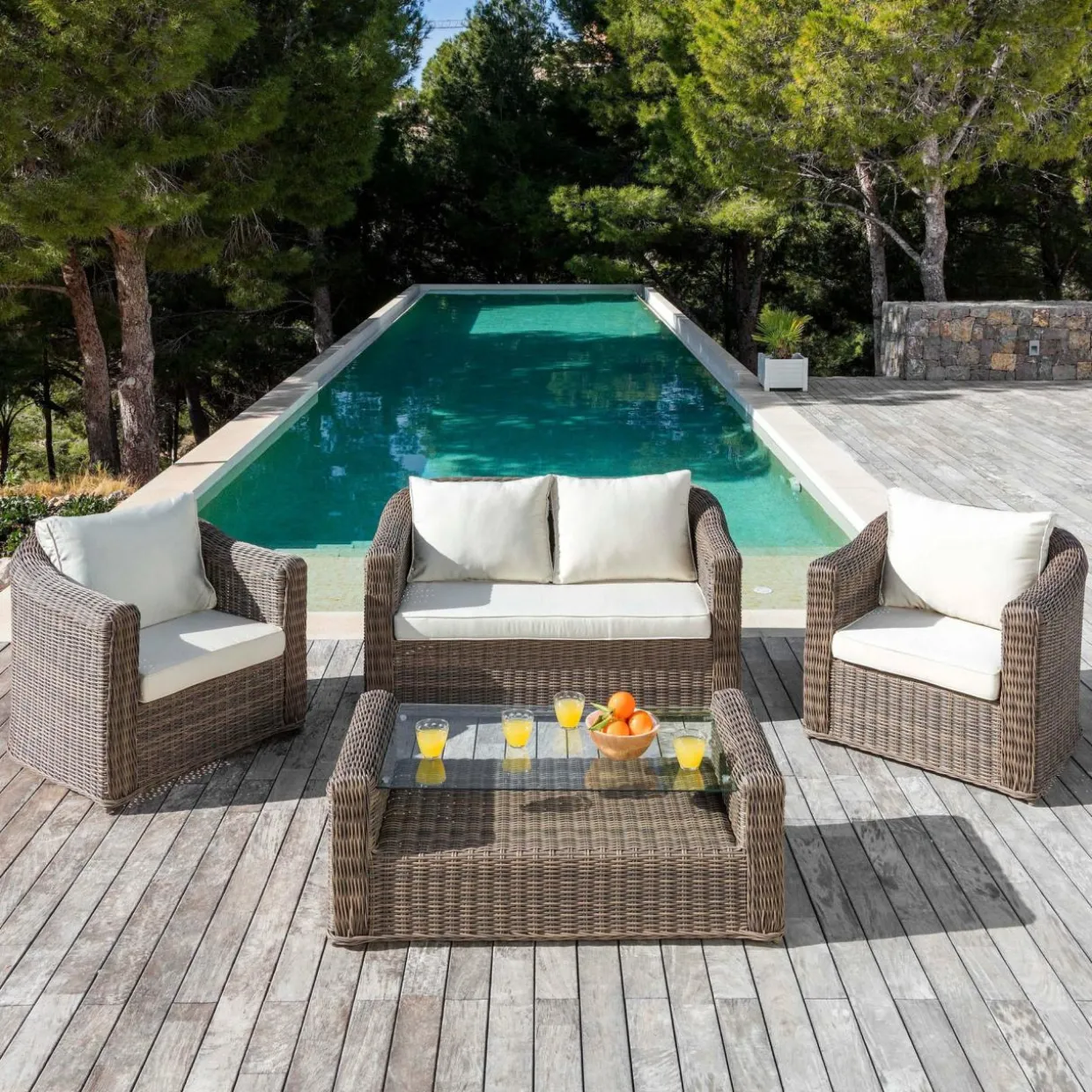Housses de coussin de remplacement pour salon de jardin Calvi 4 places - Beige