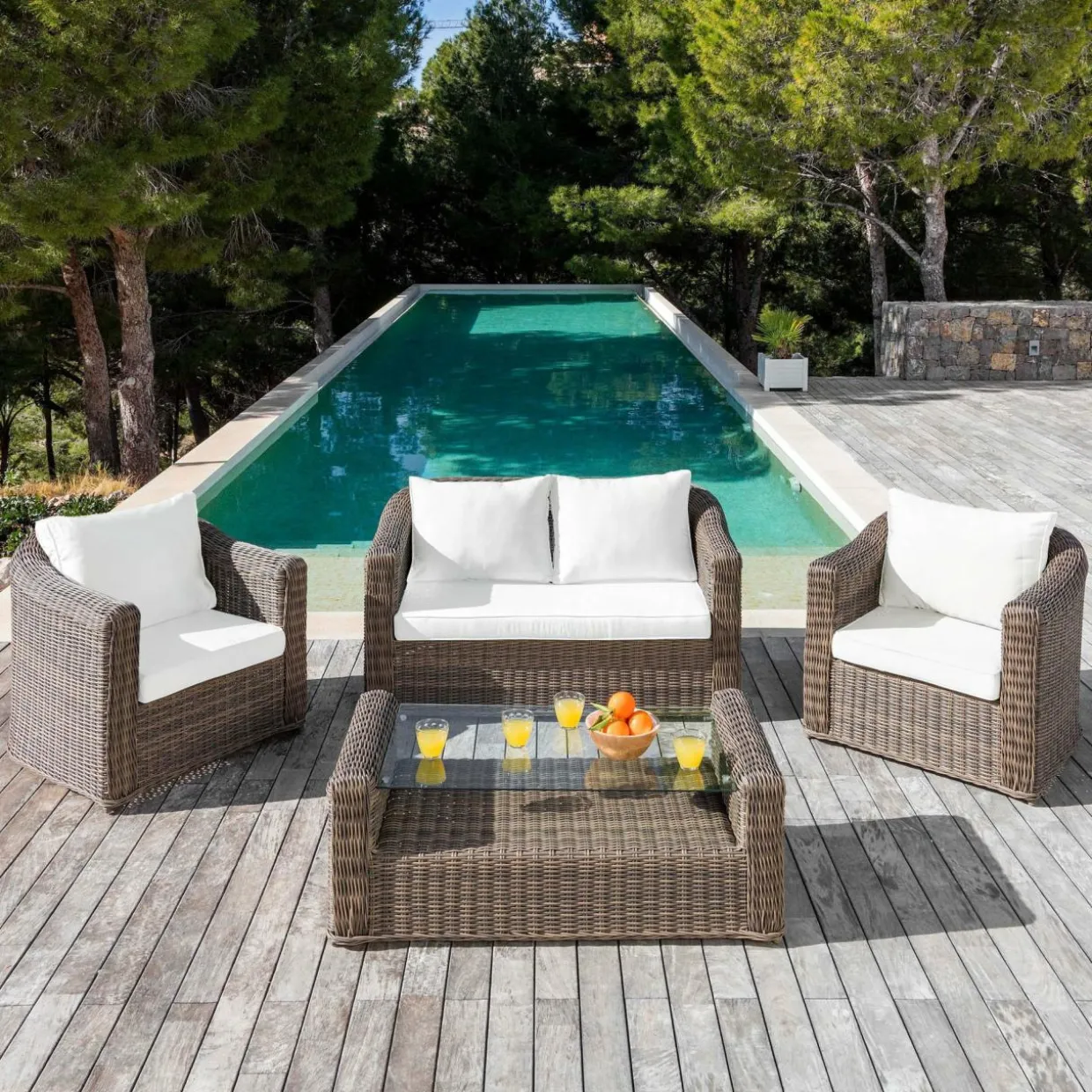 Housses de coussin de remplacement pour salon de jardin Calvi 5 places - Blanc