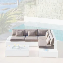 Housses de coussin de remplacement pour salon de jardin 5 places Palma Taupe
