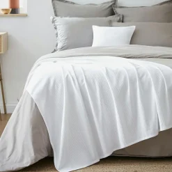 Jeté de lit coton tissé (130 x 160 cm) Léa Blanc