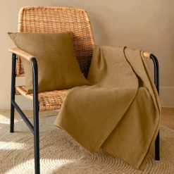 Jeté de lit coton tissé (130 x 160 cm) Léa Camel