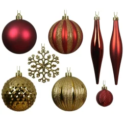 Kit de décoration de sapin de Noël Christmas Bordeaux et or clair