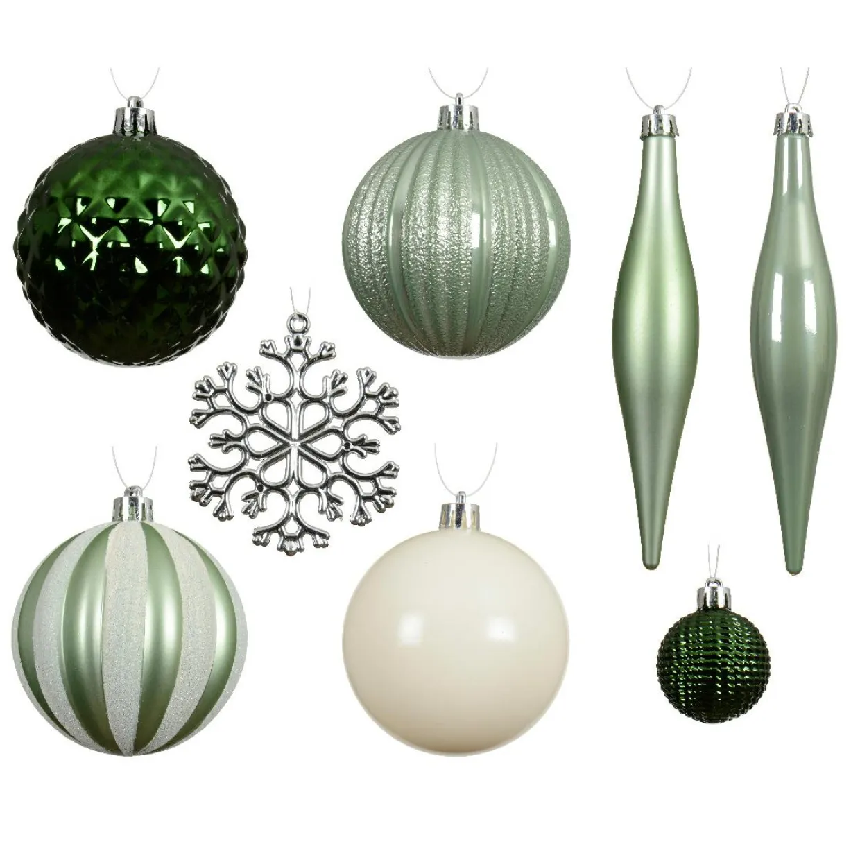 Kit de décoration de sapin de Noël Christmas Vert matcha et blanc laine