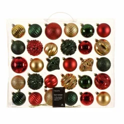 Kit de décoration de sapin de Noël Agéna Vert sapin, Rouge et Or
