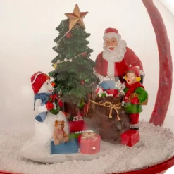 Lampadaire de Noël illuminé et animé (H150 cm) Boule Neige tombante Rouge