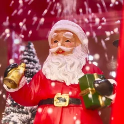Lampadaire de Noël illuminé et animé 33 LED (H180 cm) Neige tombante Rouge