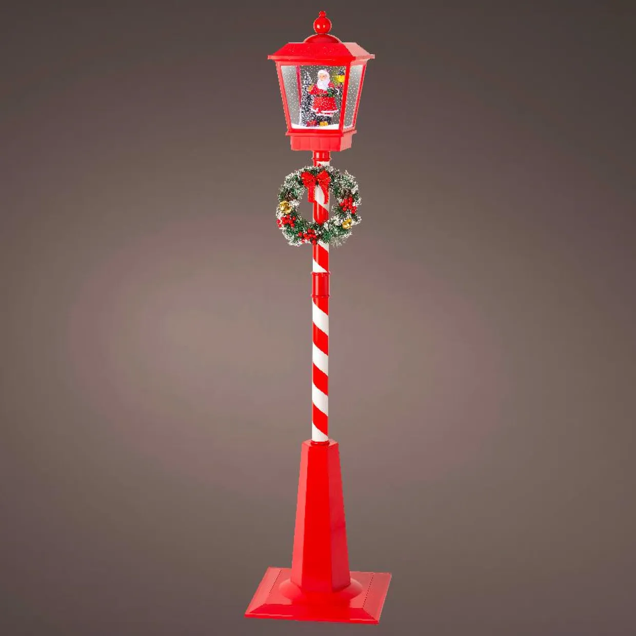 Lampadaire de Noël illuminé et animé 33 LED (H180 cm) Neige tombante Rouge