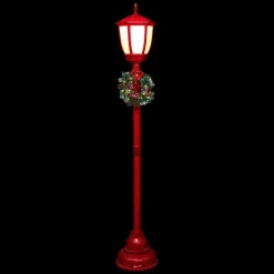 Lampadaire de Noël illuminé (H185 cm) London Rouge et Blanc chaud