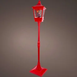 Lampadaire de Noël illuminé, musical et animé 10 LED (H185 cm) Neige tombante Rouge