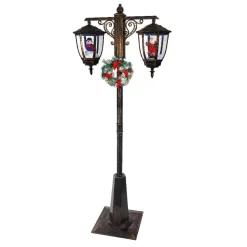 Lampadaire double illuminé 66 LED (H188 cm) Noël Magique Noir