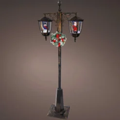 Lampadaire double illuminé 66 LED (H188 cm) Noël Magique Noir