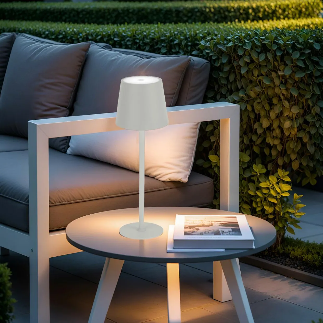 Lampe de table sans fil rechargeable USB 48 LED (H37 cm) Brooklyn Blanc