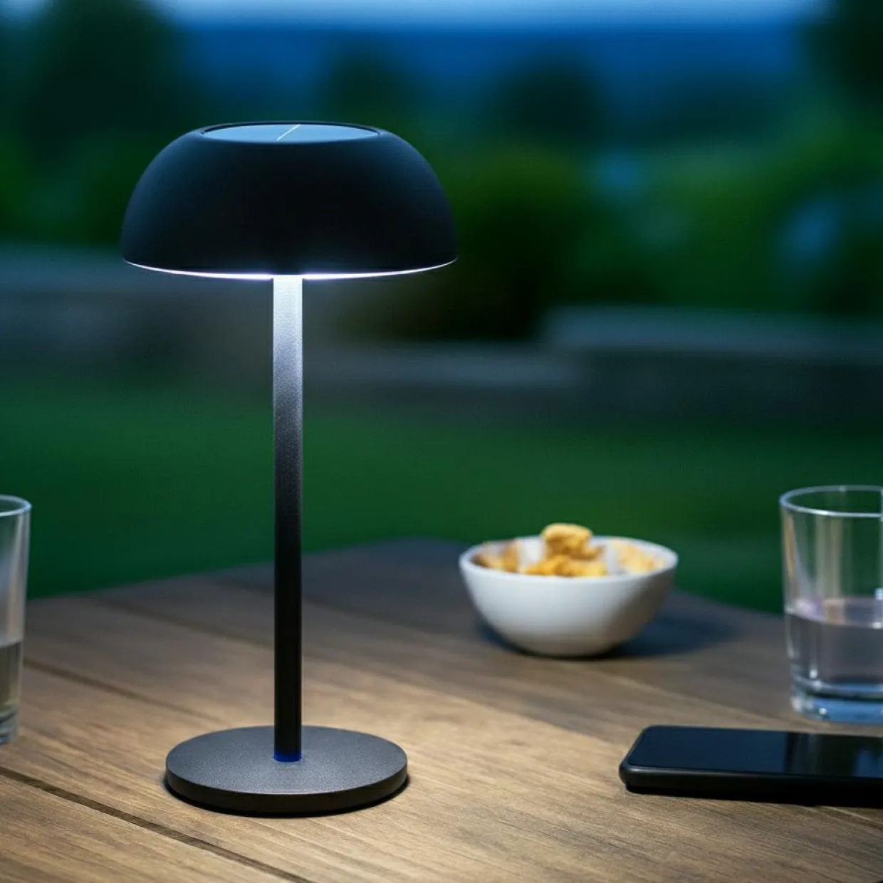 Lampe de table solaire LED (H33 cm) Malibu Noir