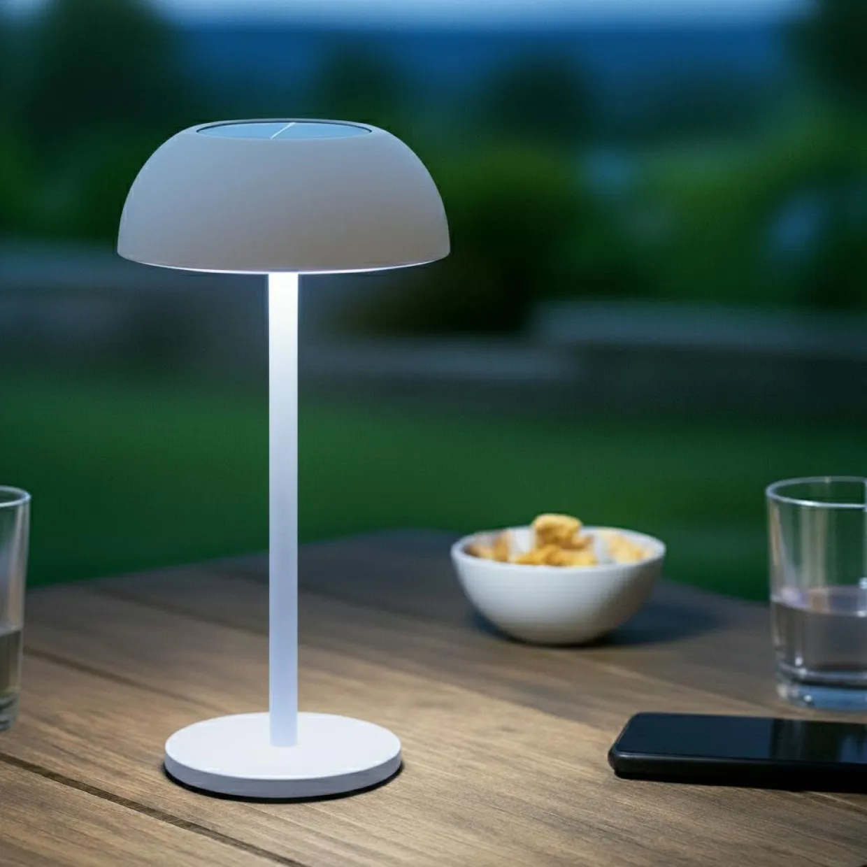 Lampe de table solaire 100 lumens (H33 cm) Malibu Blanc