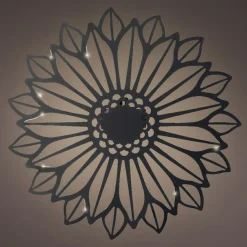 Lampe murale solaire en métal (D37 cm) Tournesol Noir et blanc chaud