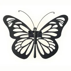 Lampe murale solaire en métal (H26,5 cm) Papillon Noir