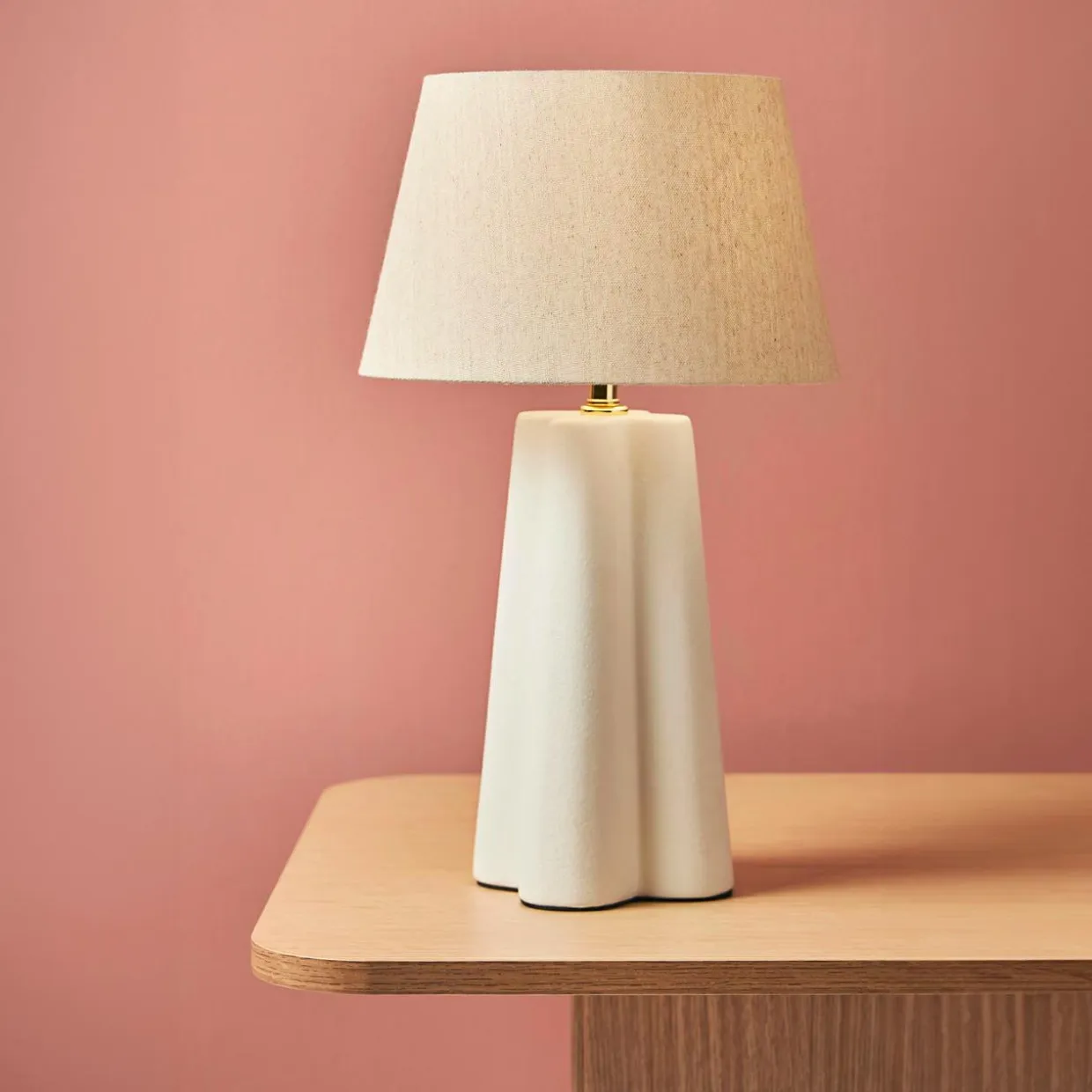 Lampe à poser céramique et coton (H45 cm) Cezanne Blanche