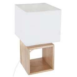 Lampe à poser en bois (H32 cm) Kara Blanche