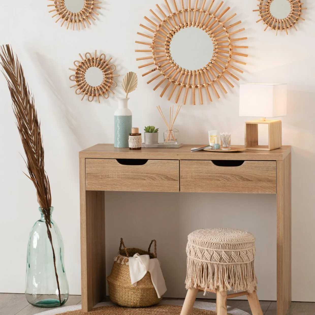 Lampe à poser en bois (H32 cm) Kara Blanche