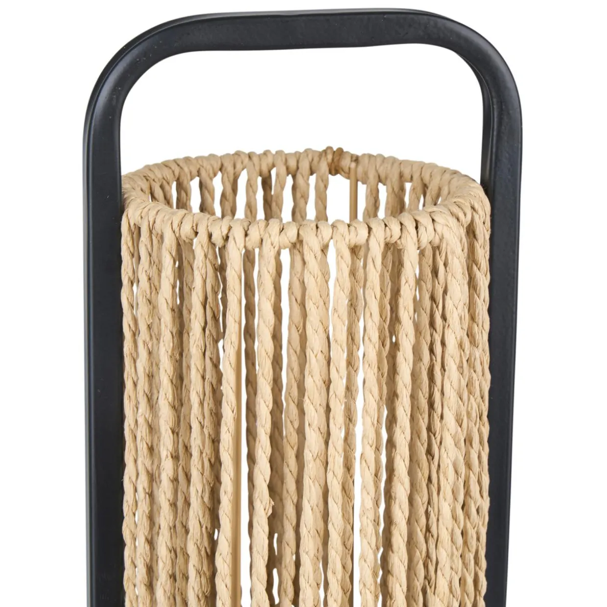 Lampe à poser en Corde et Métal (H37 cm) Tanzanie Noir et beige